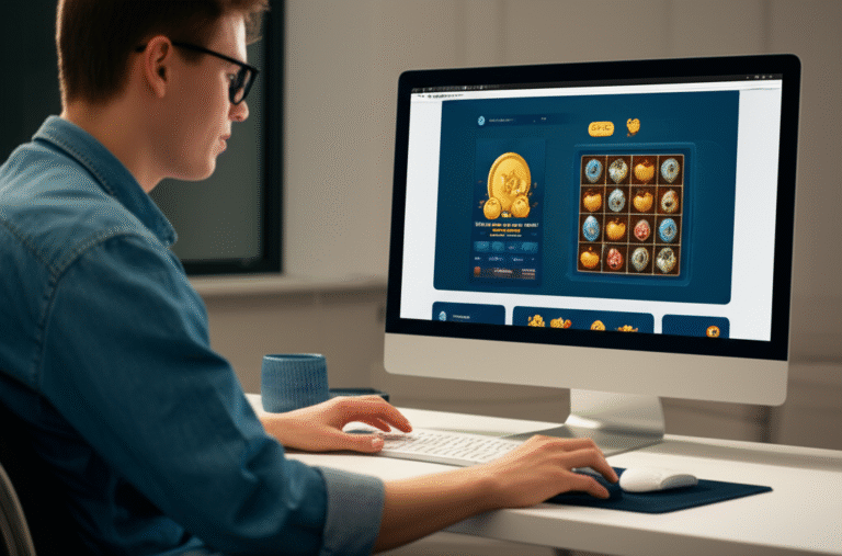 Gamificação em Faucets Usuário jogando um jogo em um faucet de criptomoedas