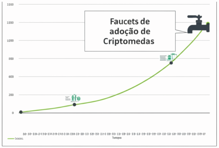 Adoção de Criptomoedas e Faucets Gráfico de crescimento da adoção de criptomoedas