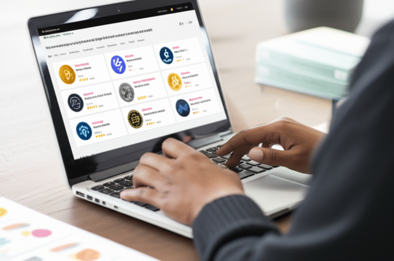 Pesquisa de Faucets Cripto Pessoa pesquisando faucets cripto online