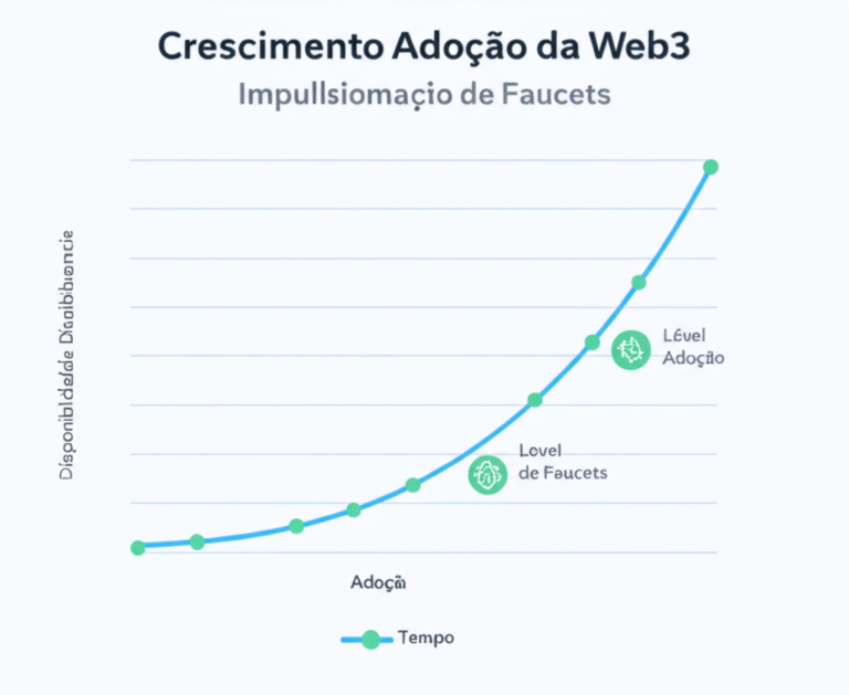 Crescimento da Web3 impulsionado pelos Faucets Gráfico mostrando o crescimento da adoção da Web3.
