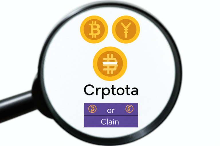 Análise Detalhada de Faucet Cripto Lupa inspecionando um faucet de criptomoeda.