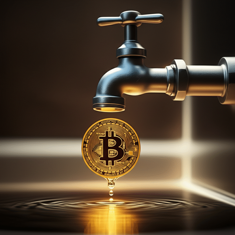 Bitcoin Faucet Torneira pingando moedas de Bitcoin