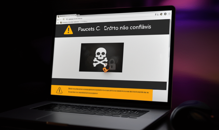 Riscos de Segurança nos Faucets Cripto Alerta de site não seguro com cadeado quebrado